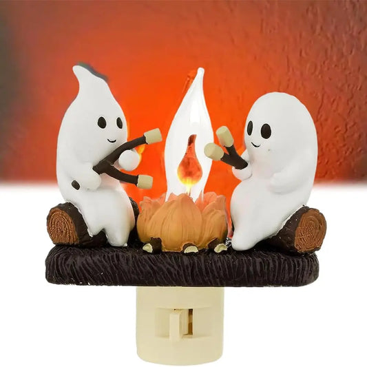 Ghostly Campfire Flicker Night Light – Spooky Indoor Halloween Decor