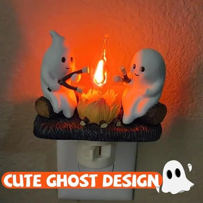 Ghostly Campfire Flicker Night Light – Spooky Indoor Halloween Decor