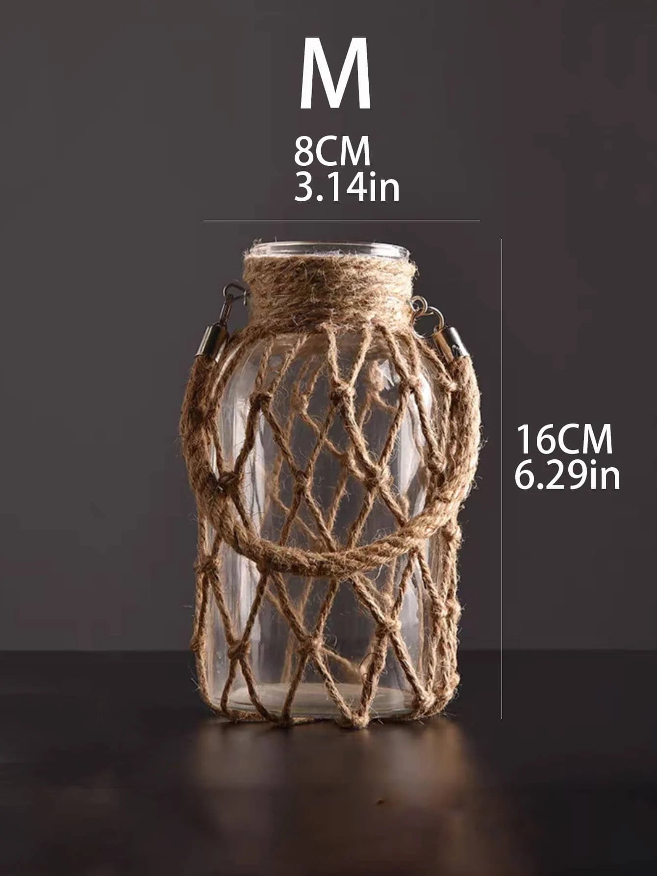 Boho Bliss: Rustic Rope-Handled Glass Vase for Dried Florals