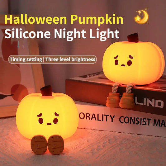 Pumpkin Glow: Adorable Dimmable Silicone Night Light