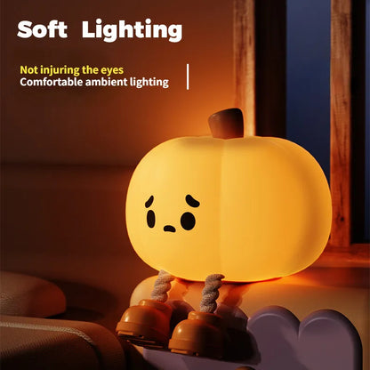 Pumpkin Glow: Adorable Dimmable Silicone Night Light